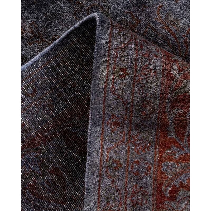 Overton Hand Knotted Wool Vintage Inspired Modern Contemporary Overdyed Gray Area Rug - 8' 4" x 10' 4"