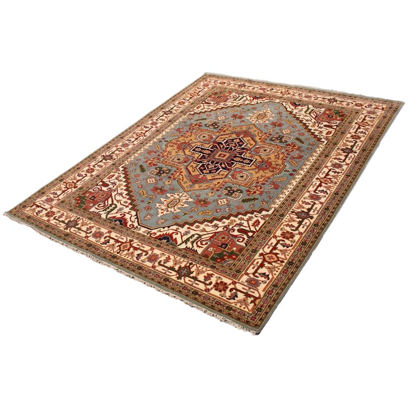 ECARPETGALLERY Hand-knotted Serapi Heritage Blue Wool Rug - 9'11 x 13'11