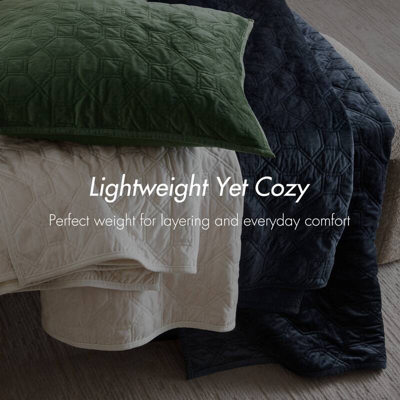 Madison Park Emery 3 Piece Velvet Quilt Set