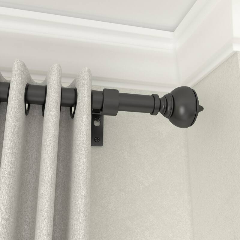 Acroma Black Steel Adjustable Single Elengant Curtain Rod. - 28 to 48 inches.