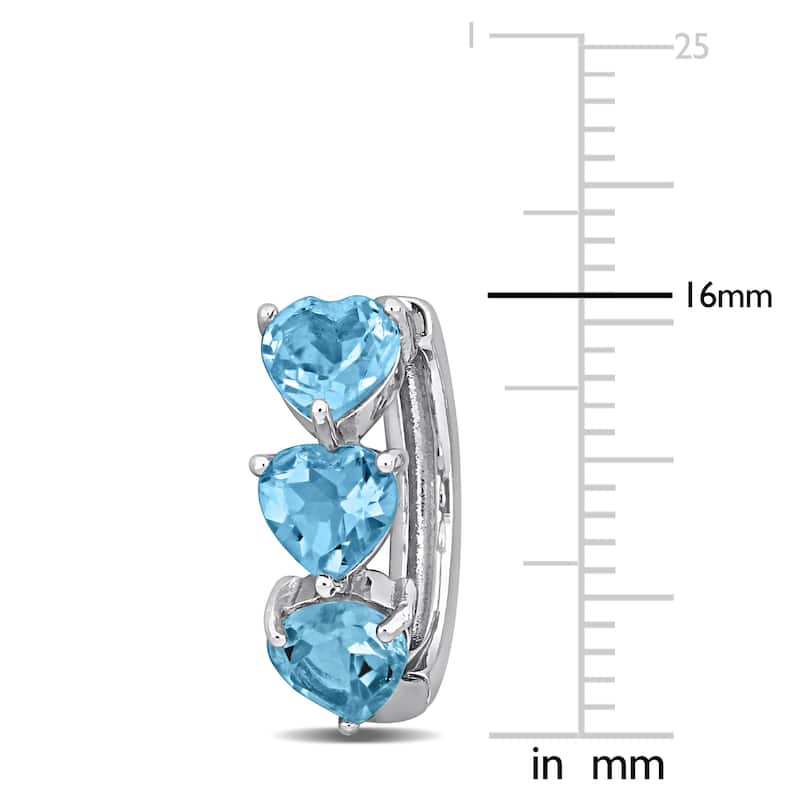 Miadora Sterling Silver 2.88ct TGW Heart Shape Sky Blue Topaz Hoop Earrings