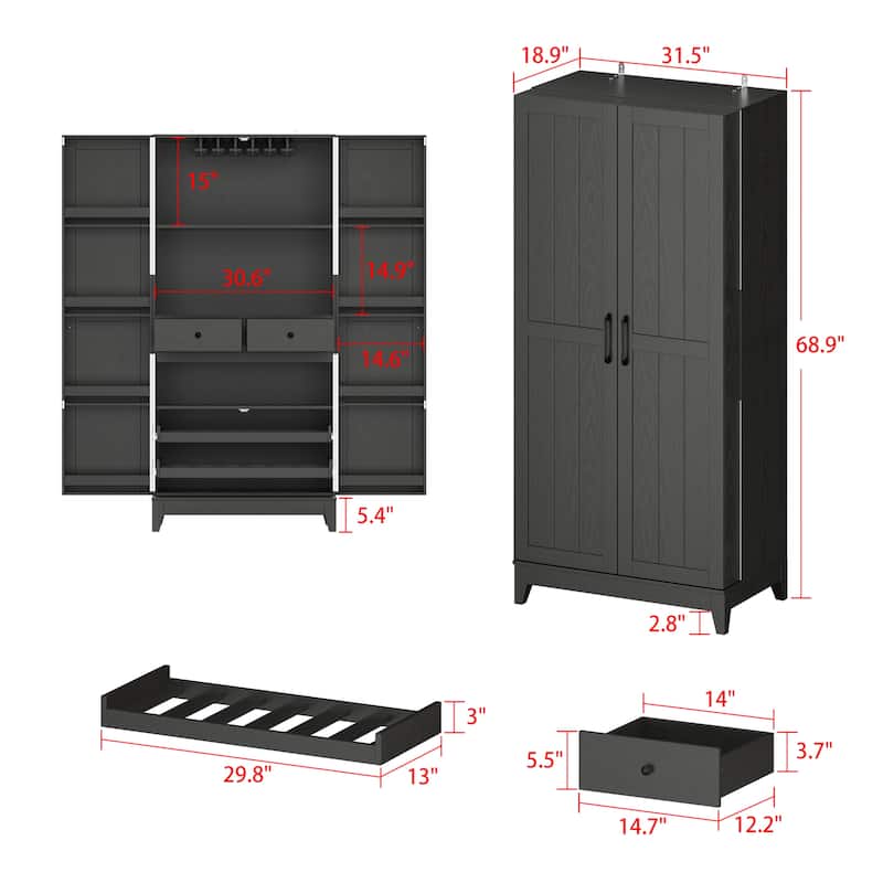 Multifunctional Kitchen Cabinetand Wine Cabinet Wine Glass Rack Pantry