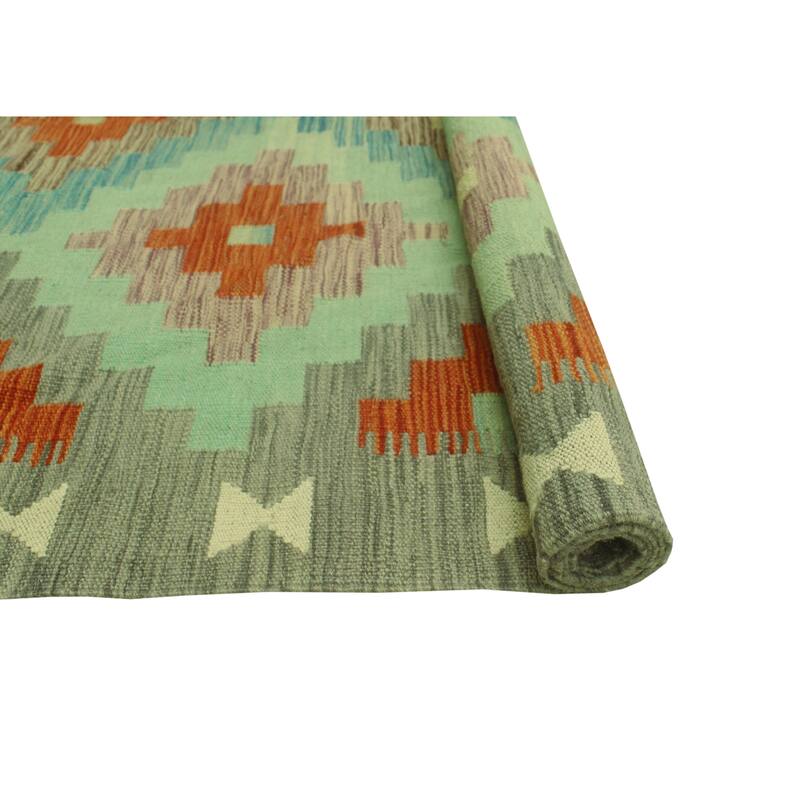 Sun Faded Flatweave Priscill Lt. Green/Grey Rug - 4'4" x 6'10"