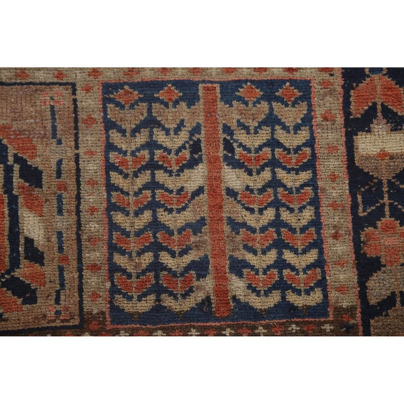 Bakhtiari Persian Vintage Rug Handmade Geometric Wool Carpet - 7'1"x 10'2"