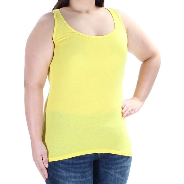 Shop PLANET GOLD Womens Yellow Racerback Sleeveless Scoop ...