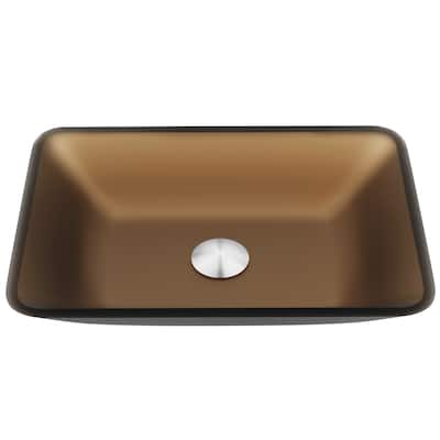VIGO Sottile 18"L x 13"W x 4"H Glass Rectangular Vessel Bathroom Sink in Amber