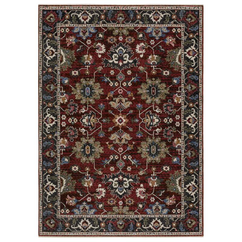 Style Haven Henretta Bordered Persian Fringe Edge Area Rug - 6' 7" x 9' 6" - Red/ Multi - Rectangle