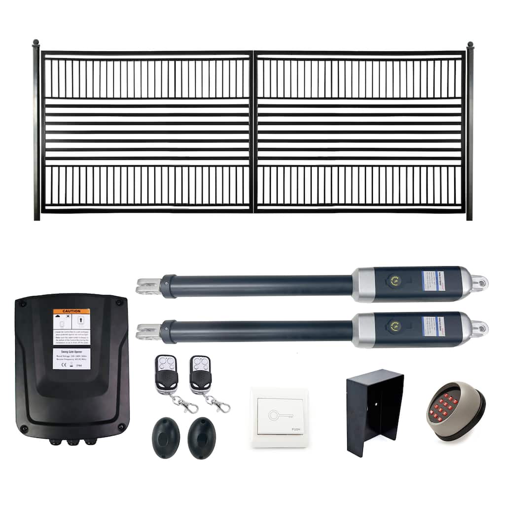 ALEKO Barcelona Style 16 ft Steel Dual Swing Garden Driveway Gate with Opener