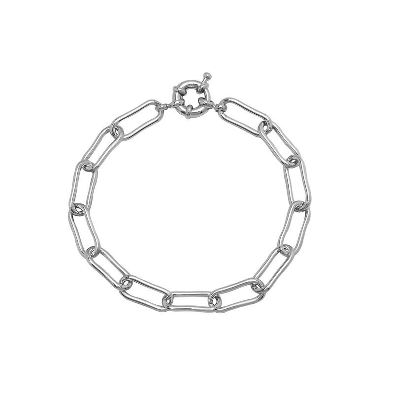 Victoria Townsend Silver Plated Thin Paperclip Link Bracelet - 7.5 Inch - White