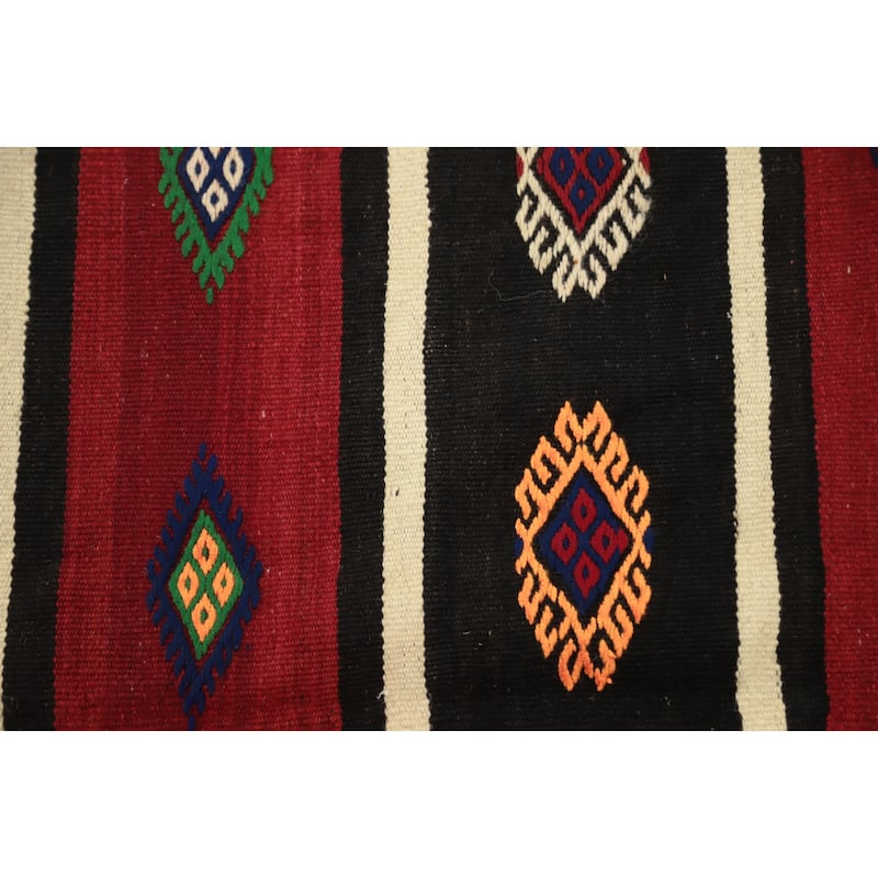 Hand Woven Oriental 100% Wool Carpet Southwestern Tribal Red Kilim Area Rug - 9' 2'' X 5' 9''