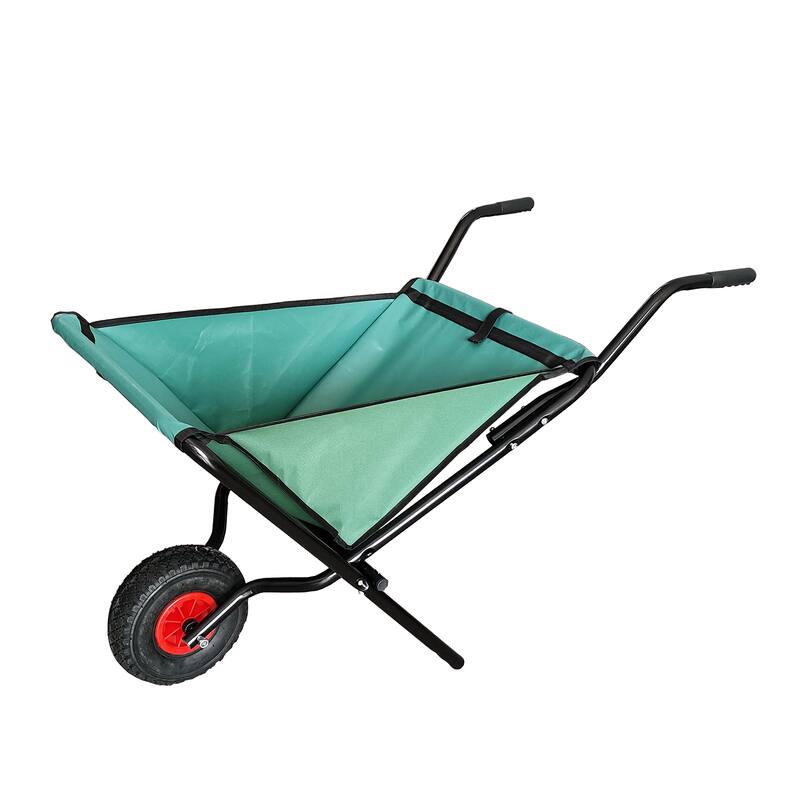Folding Collapsible Wheelbarrow - 176lb Capacity Lightweight Garden Cart with 10" Tire, Green