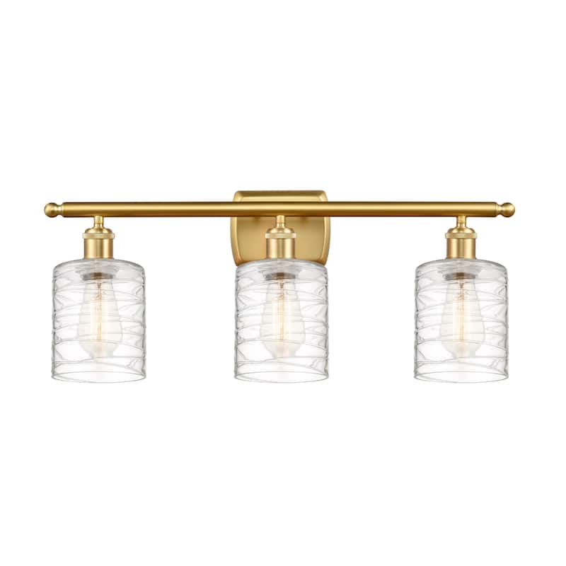 Innovations Lighting 516-3W-10-26 Cobbleskill Vanity Cobbleskill 3 - Satin Gold / Deco Swirl
