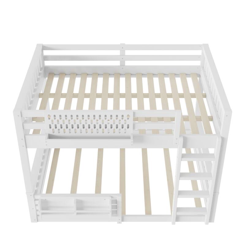 Wooden Bunk Bed of 3 Kinds Size with Pegboard, Bookshelf and Guardrails, Detachable Bunk Bed Convertible 2 Platform Beds