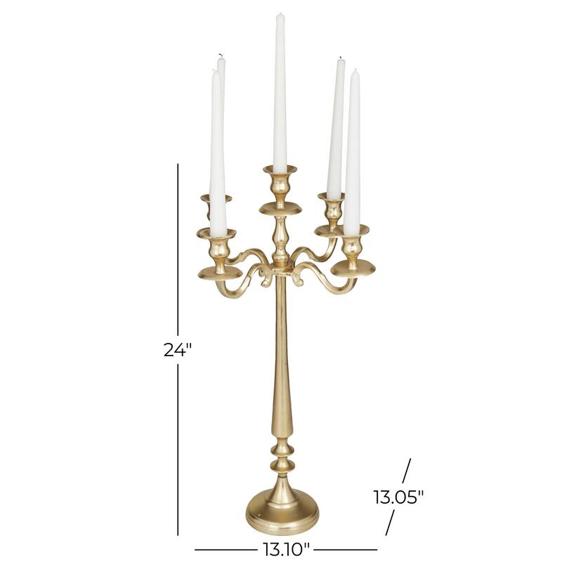 Gold Aluminum Metal Tapered 5 Plate Decorative Candelabra