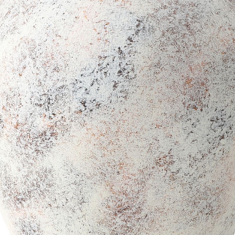 2-Piece Marbled White Round Stoneware Vase Set