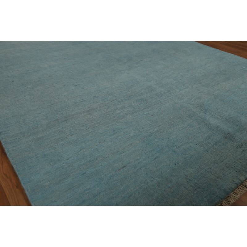 Modern Blue Gabbeh Oriental Area Rug Handmade Wool Carpet - 4'10" x 6'6"