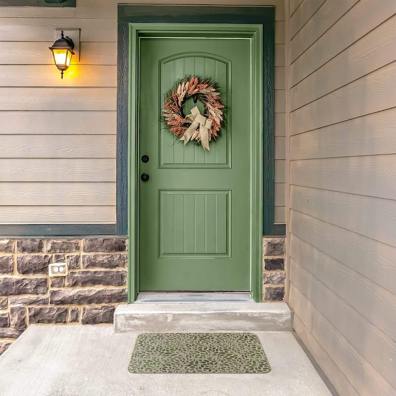 Verde Garden Decorative Indoor/Outdoor Natural Linen Look Floor Mat with Recycled Rubber Back Made in The USA 29.5” x 17.75”