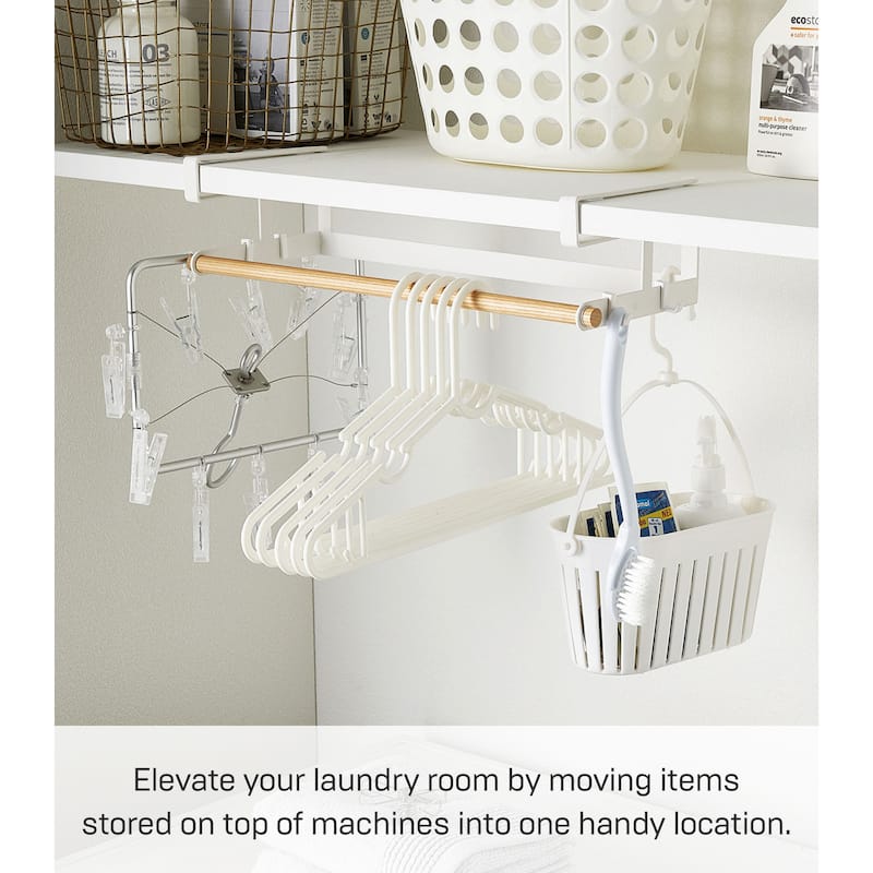 Yamazaki Home Undershelf Hanger, Steel and Wood, Up To 1" Shelf, Holds 6.6 lbs - L 6.5 x W 16.54 x H 3.94 inches