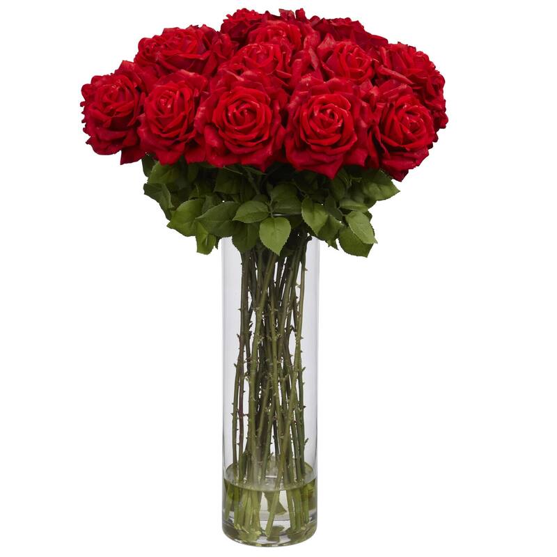 Silk Flower Arrangement - 31 Inch Tall Vase - Elegant Home Decor - Artificial Flowers for Living Room