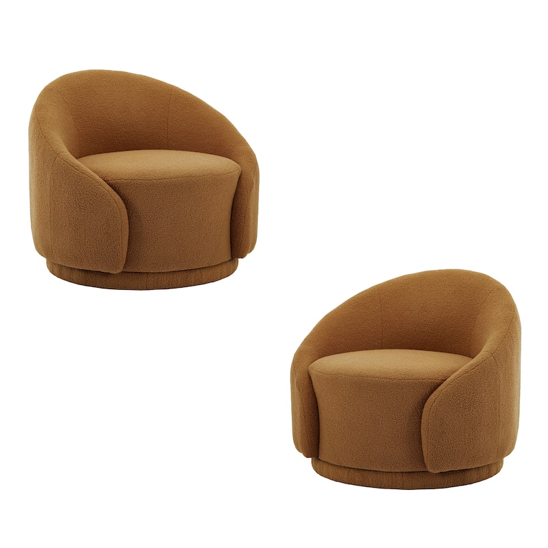 35" Wide Upholstered Swivel Accent Barrel Chairs (Set of 2)
