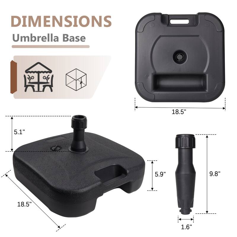 Javlergo 3-in-1 Heavy Duty Umbrella Base Stackable Sand & Water Fillable Patio Weights Portable HDPE Stand for Outdoor Umbrellas
