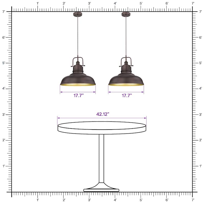 1-Light Industrial Farmhouse Metal Dome Pendant Light, Oil Rubbed Bronze Finish