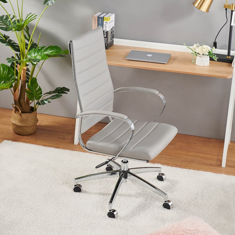LUXMOD® Office Chair Faux Leather Silver Frame Adjustable and Swivel