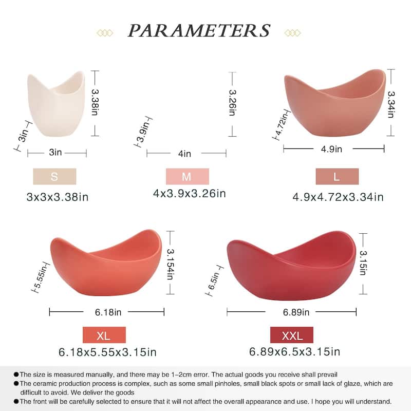 Salad Bowls, 5 Packs Serving Bowls,Lotus Shaped Pasta Bowls, Dishwasher & Microwave Safe, Unique Angled Ceramic Bowls for