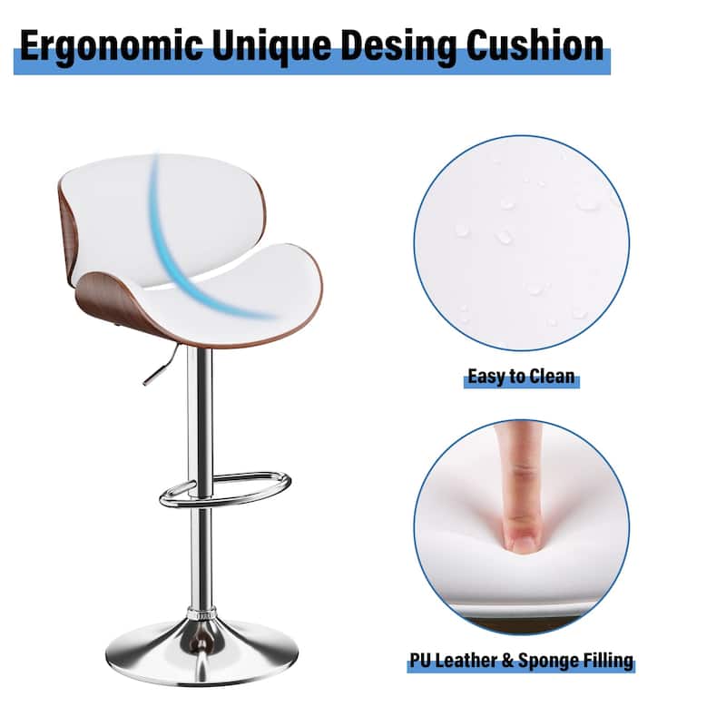 Bar Stools Adjustable Height Swivel Faux Leather Armless Barstools
