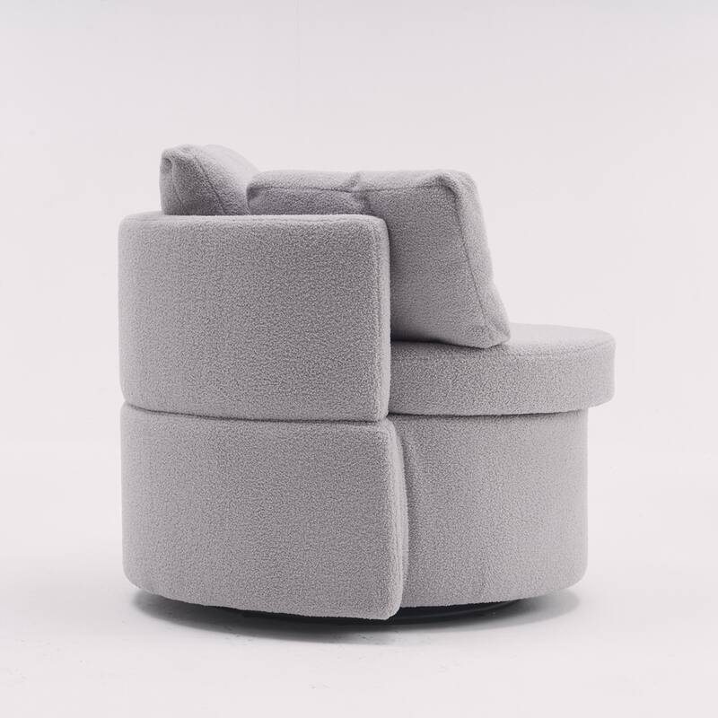 Teddy Fabric Swivel Storage Chair With Back Cushion