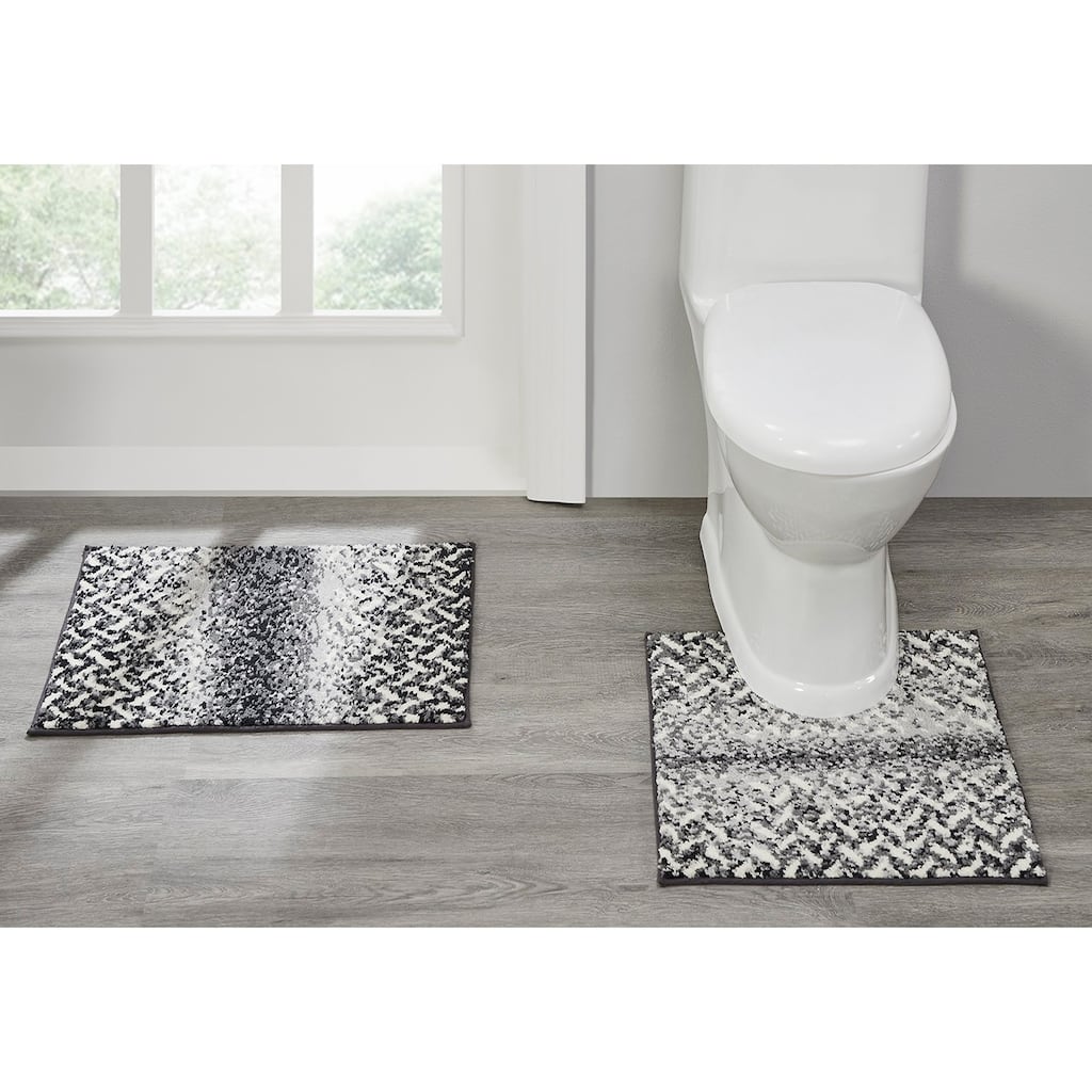 Better Trends Casablanca Collection 100% Micro Polyester Soft Plush & Absorbent Water Machine Washable 2 Piece Bath Rug Set