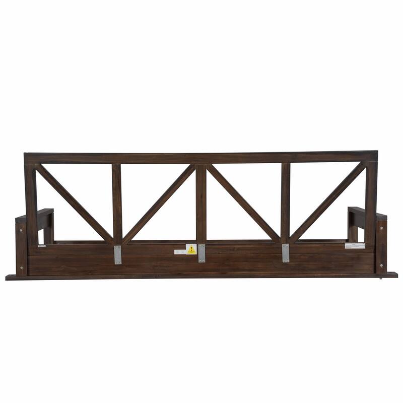 Twin Size Patio Swing Bed Modern Porch Swing Hanging Bed Frame with 16.4ft Hemp Ropes