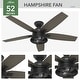 preview thumbnail 9 of 18, Hunter 52" Hampshire Ceiling Fan with LED Light Kit and Handheld Remote - Farmhouse - Exclusive SureSpeed!