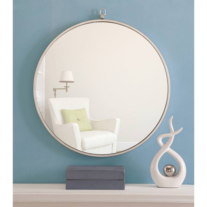 Strick & Bolton Patti Metal 24-inch Round Mirror with Decorative Hook