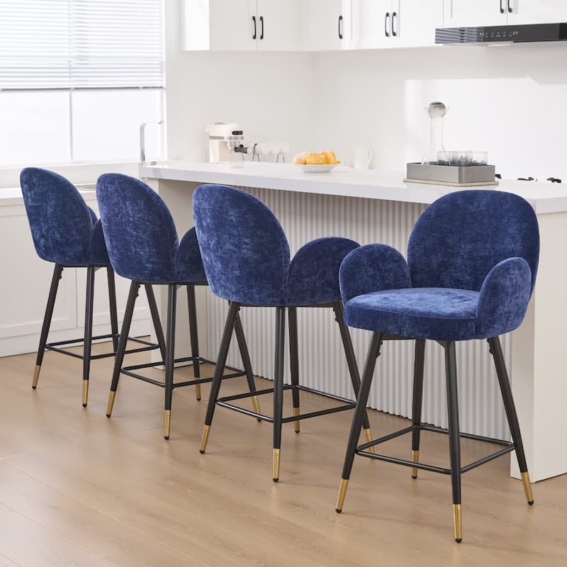 Upholstered Swivel Counter Stools with Arms Set of 2 - 38.6"H * 22.83"W * 22.83"D