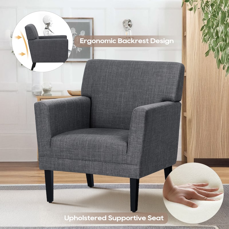 Modern Upholstered Armchair - Plush Fabric Accent Chair for Living Room & Bedroom