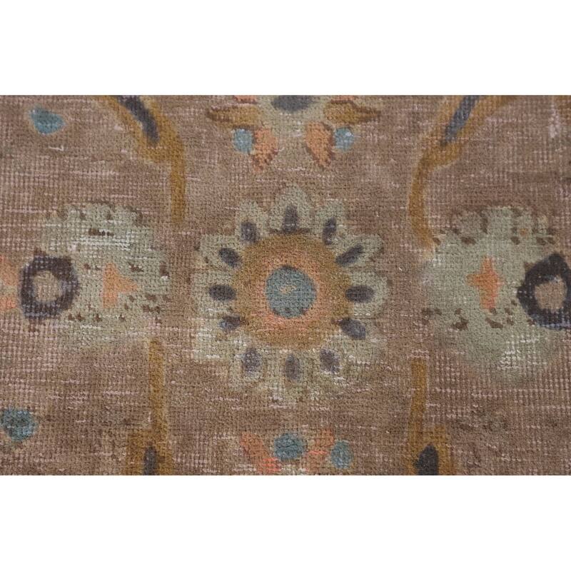 Distressed Over-Dyed Tabriz Antique Area Rug Handmade Wool Carpet - 6'3"x 9'11"