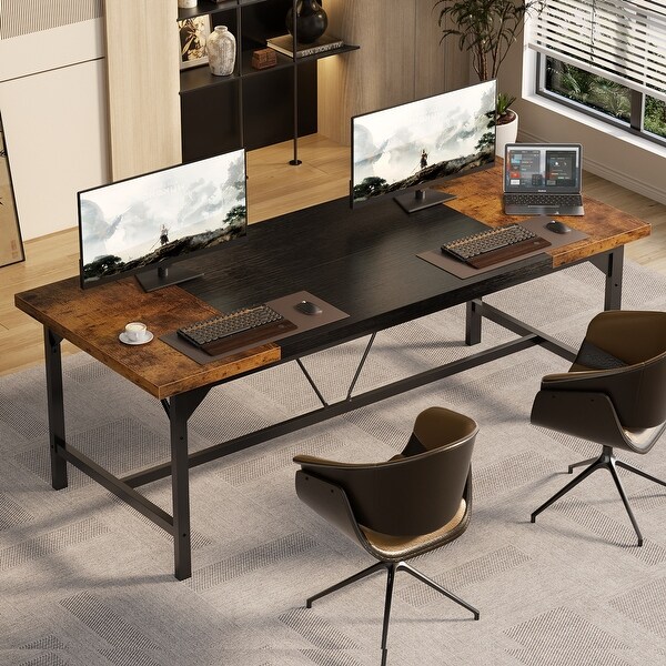 Modern Farmhose 70.8-Inch Executive Desk, Large Computer Office