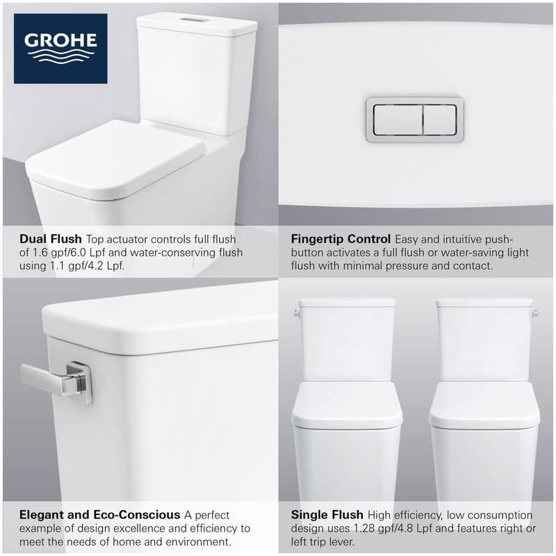 Grohe Eurocube 1.28 GPF Two Piece Elongated Chair Height Toilet with