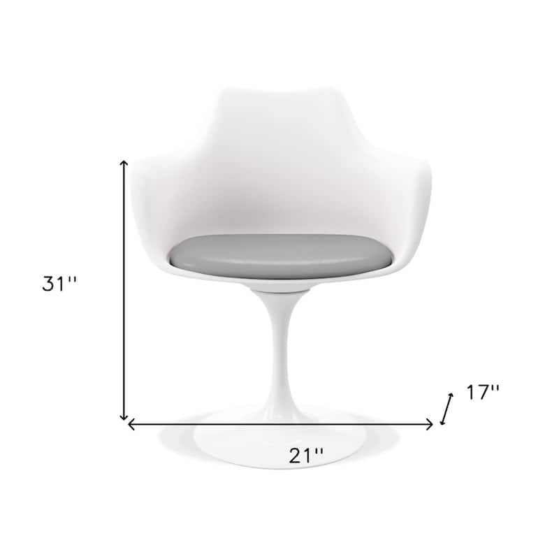 Upholstered Swivel Armchair with Faux Leather and Metal Legs for Dining Room or Office Seating - 31”H x 21”W x 17”D