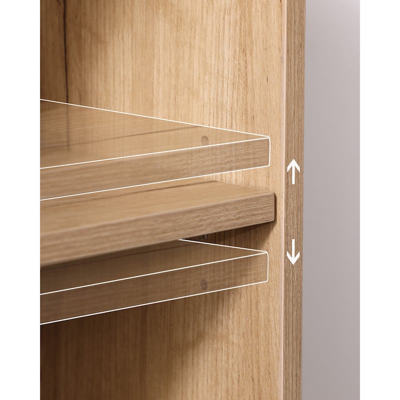 Woven Rattan Bathroom Cabinet, Storage Cabinet with Dual-Door, Accent Cabinet with Adjustable Shelves