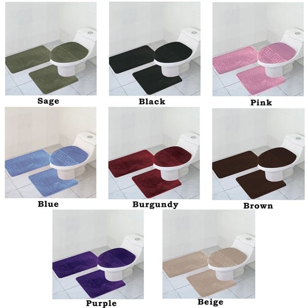 Shop Black Friday Deals On 3 Piece Bathroom Set Bathroom Rug Contour Mat Lid Cover Black Sage Pink Light Blue Burgundy Brown Purple Beige Overstock 11936998