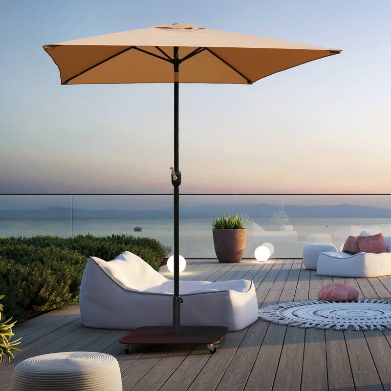 Davee Furniture 6.5 Ft Square Patio Umbrella and Market Umbrella with Tilt and Crank - Tan