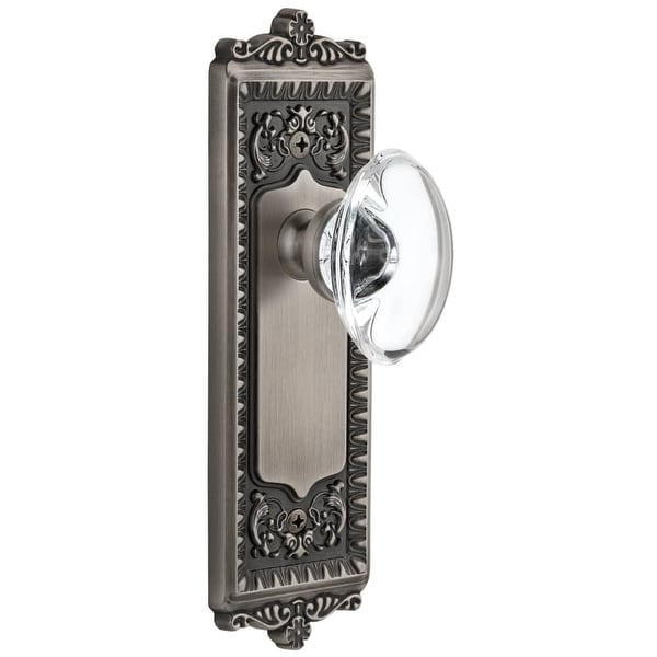 Grandeur WINPRO_DD_NA Windsor Solid Brass Rose Dummy Door Knob Set with Provence Crystal Knob