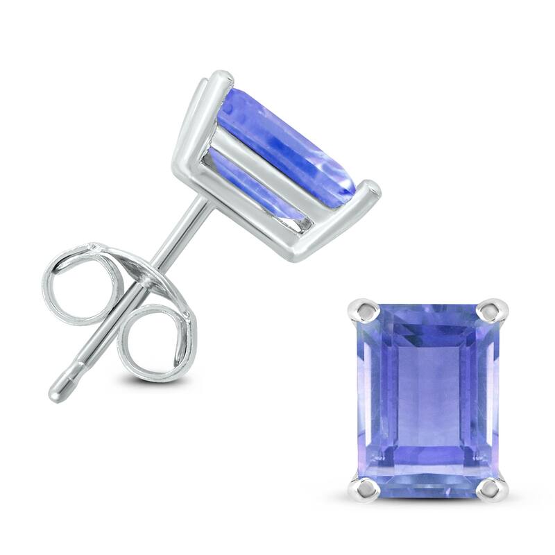 Marquee 14K White Gold 6x4MM Emerald Shaped Tanzanite Earrings