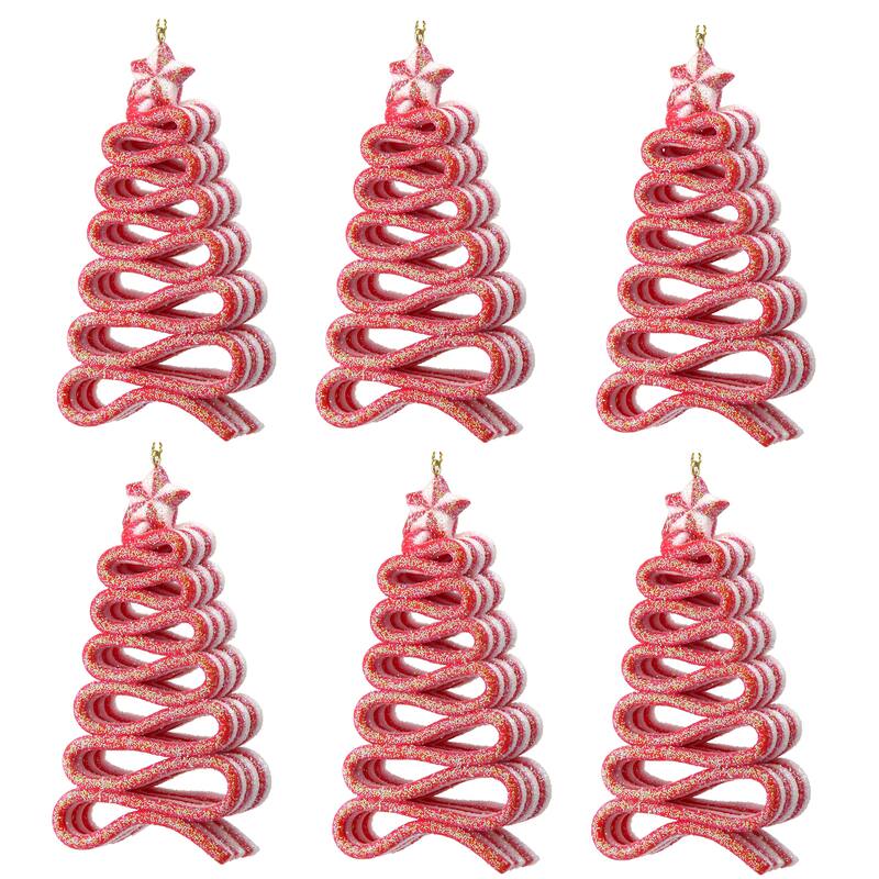 5" Acrylic Ribbon Candy Tree Ornament Set of 6