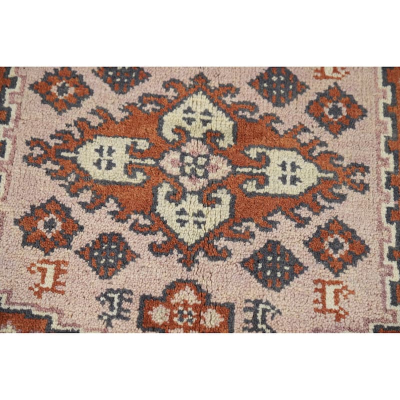 Geometric Viss Indian Area Rug Handmade Wool Carpet - 6'0" x 8'10"