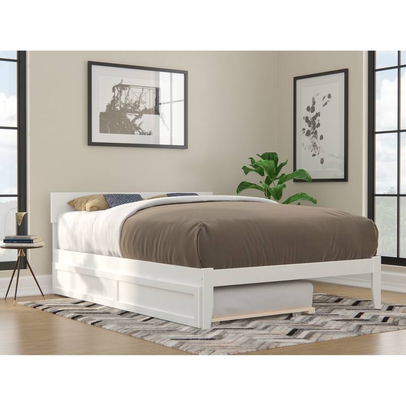 AFI Boston Platform Bed with Trundle - White - Queen