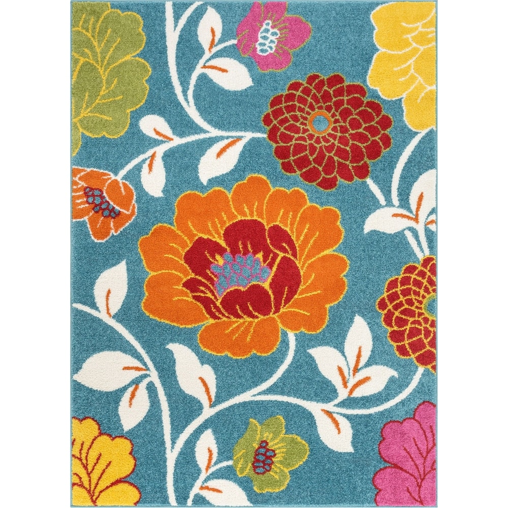 Well Woven Starbright Daisy Flowers Floral Kids Area Rug