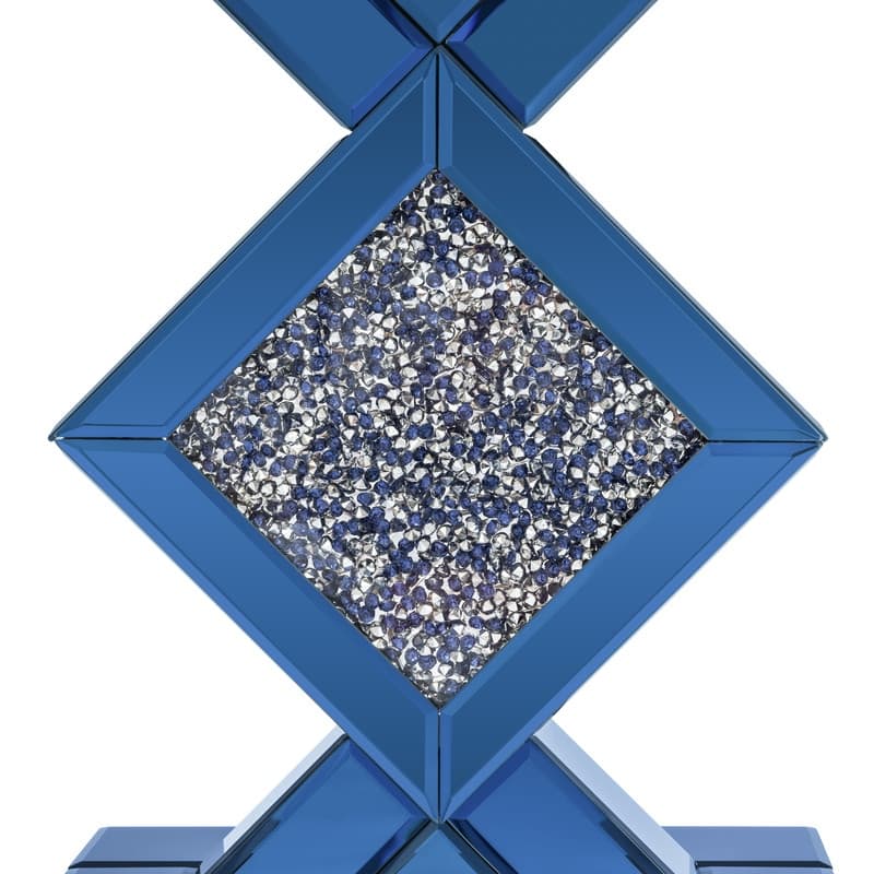 Modern Mirrored Glass Top End Table with Crushed Diamond